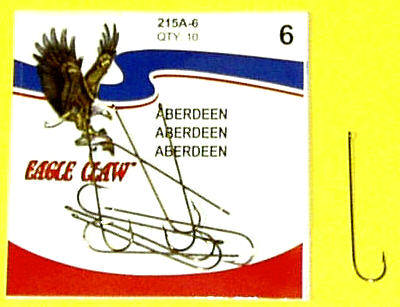 EAGLE CLAW 215F-6 BRONZE ABERDEEN CRICKET HOOKS 50 count