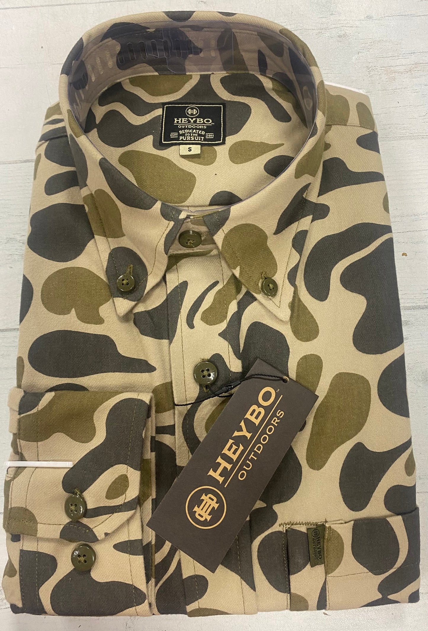Heybo Stone Camp Flannel Traditions Camo Olive