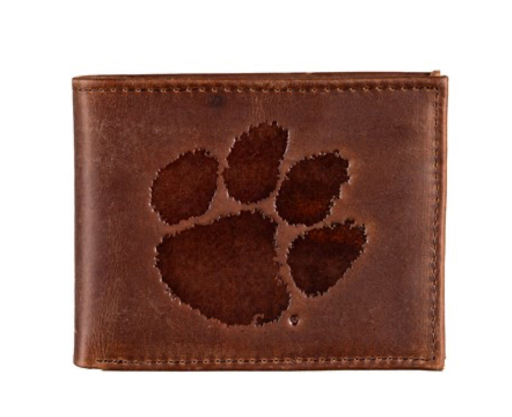 Evergreen Clemson University Bi-Fold Wallet Brown Leather