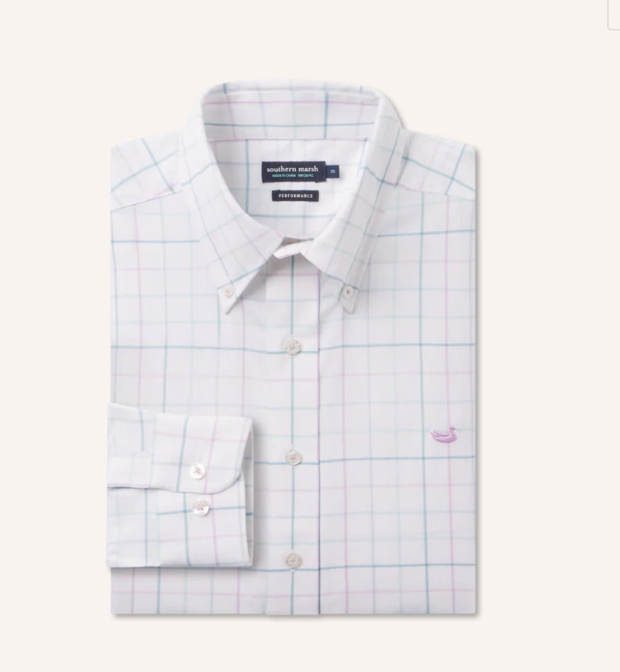 Southern Marsh Lockhart Windowpane Performance Dress Shirt