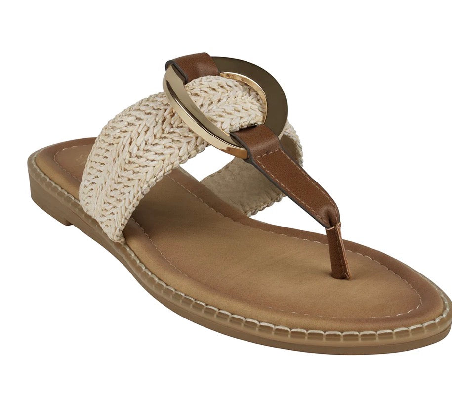 G.C. Shoes Women's Jovie Natural Thong Flat Sandals