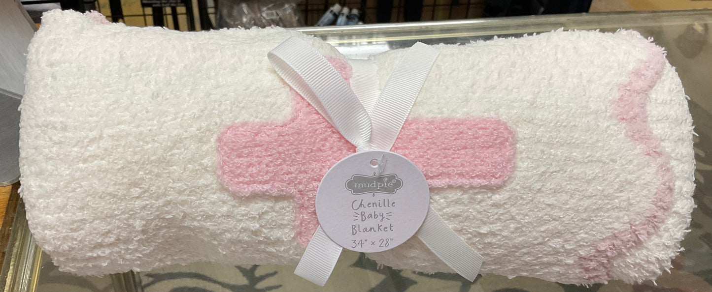 Mud Pid Pink Chenille Cross Blanket