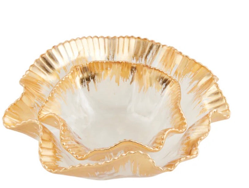 Mud Pie Gold Ruffle Glass Bowl