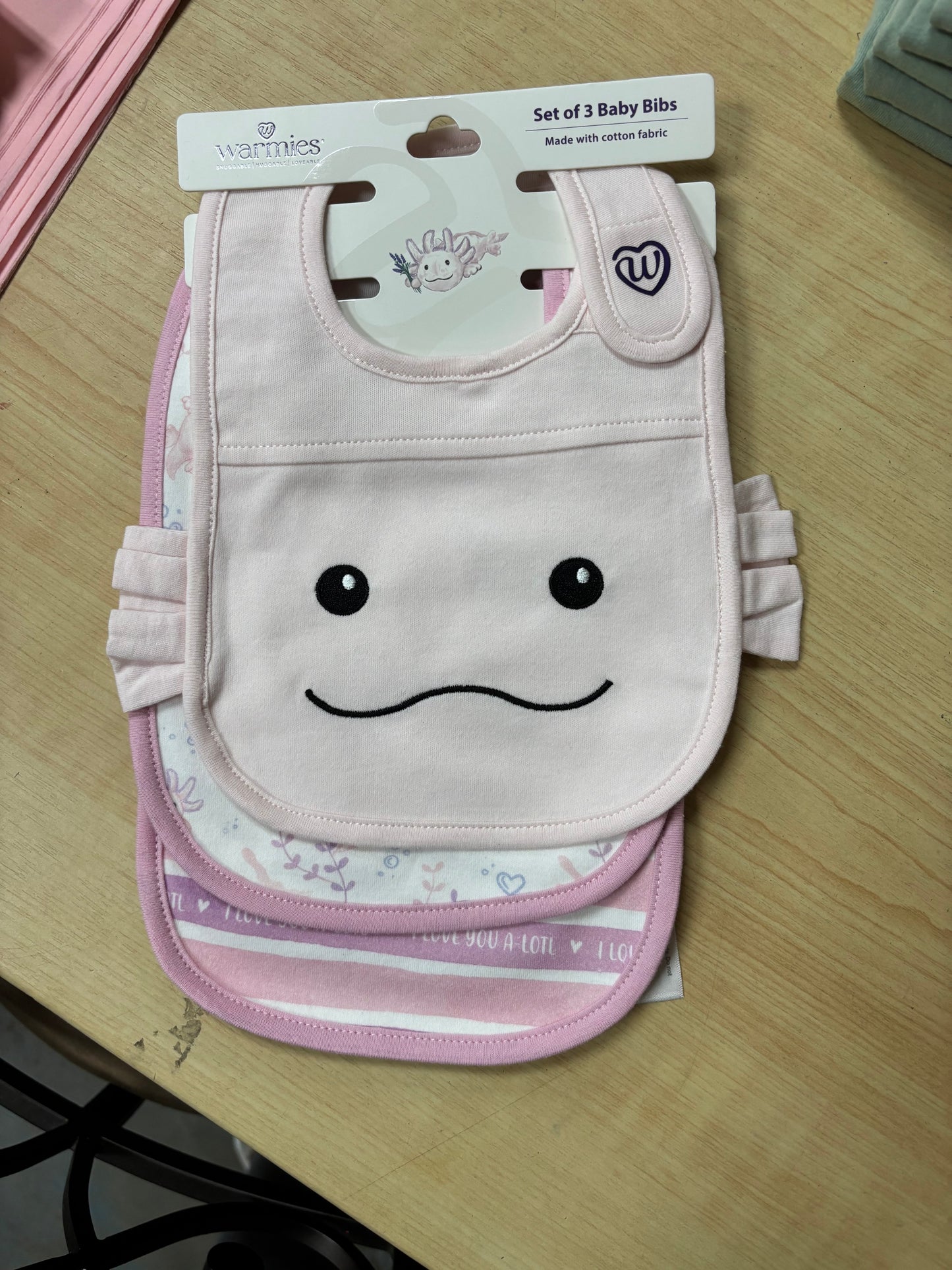 Warmies pink axolotl warmies bib
