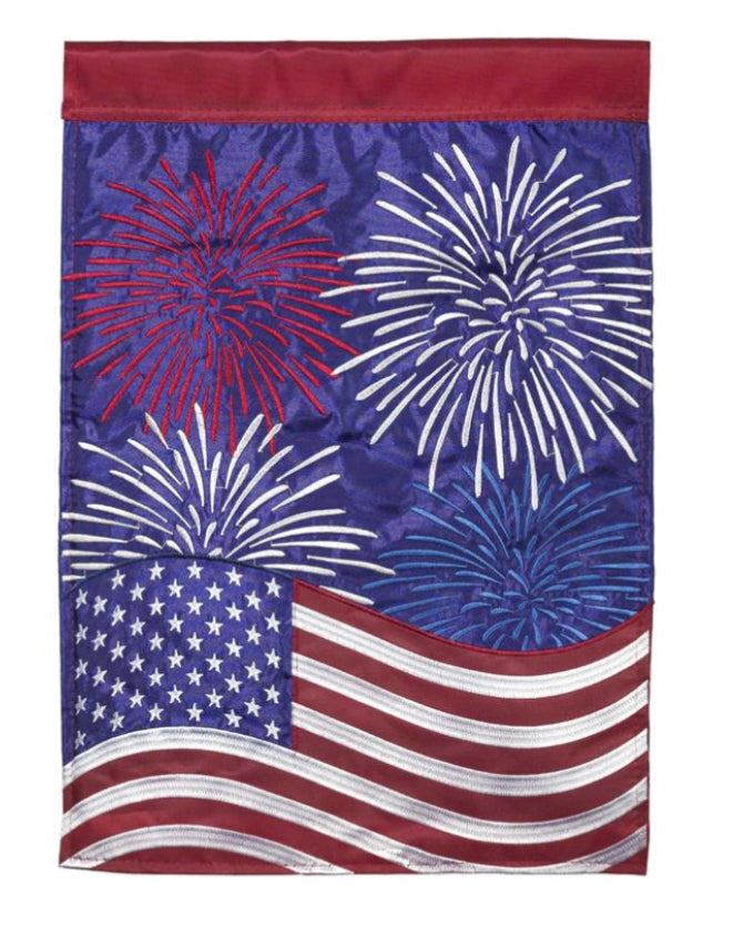 Magnolia Garden Large Flag Patriotic Fireworks M001376 29x442