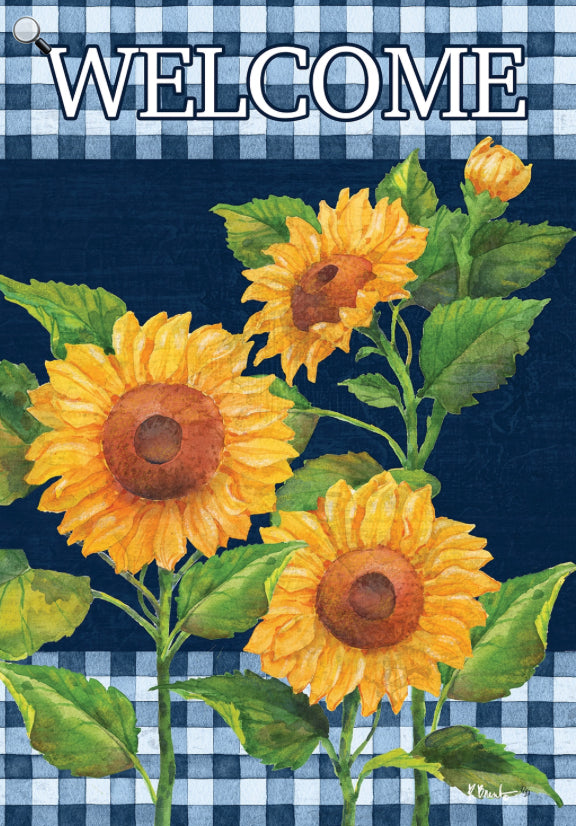 Custom Decor Large Flag Sunflowers on Navy