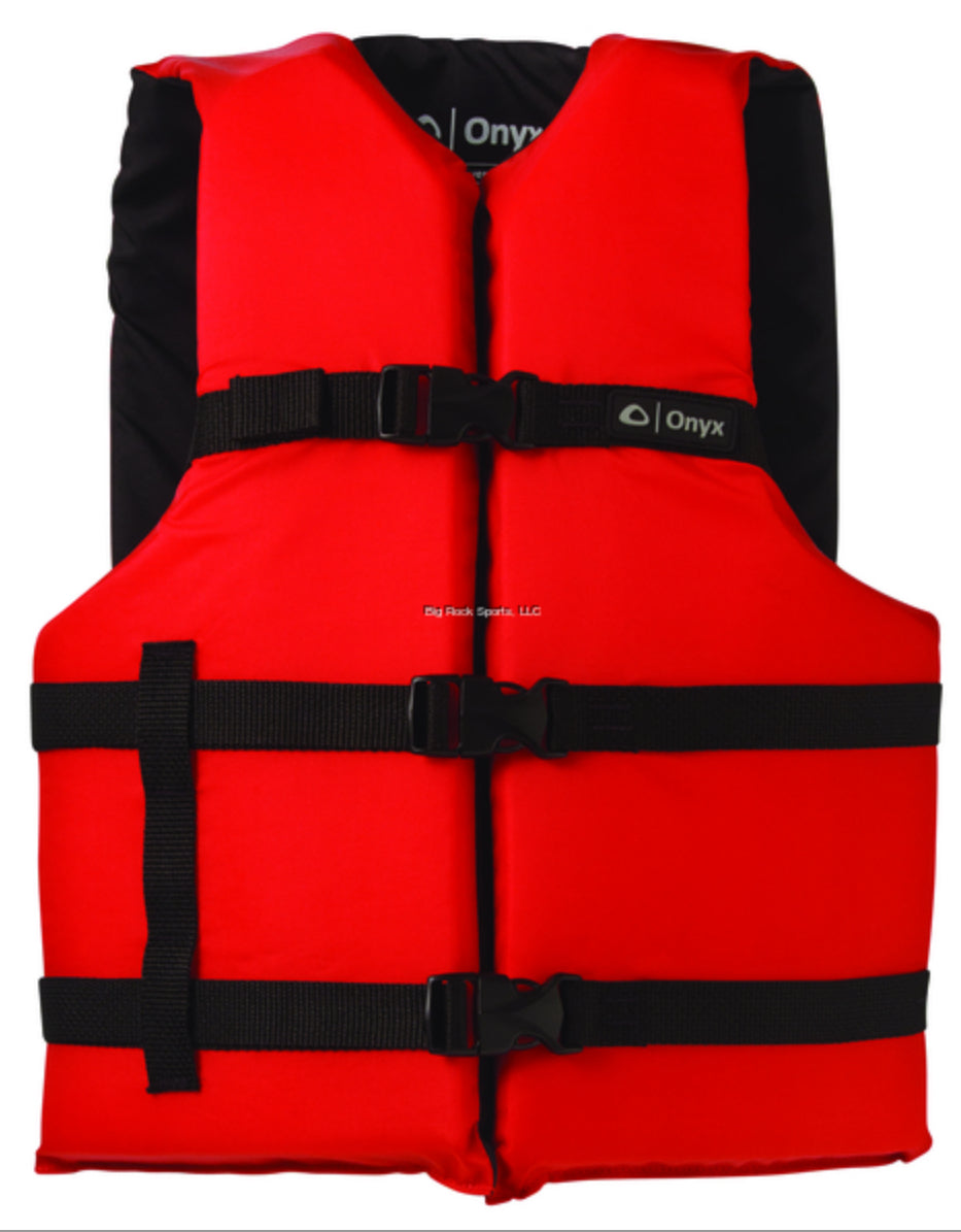 Onyx 103000-100-004-12 General Purpose Life Vest Adult PFD, Red, Universal Size
