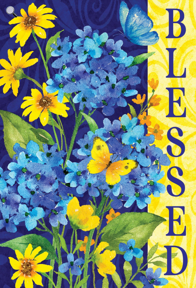 Custom Decor Blessed Hydrangeas Small Flag 5604