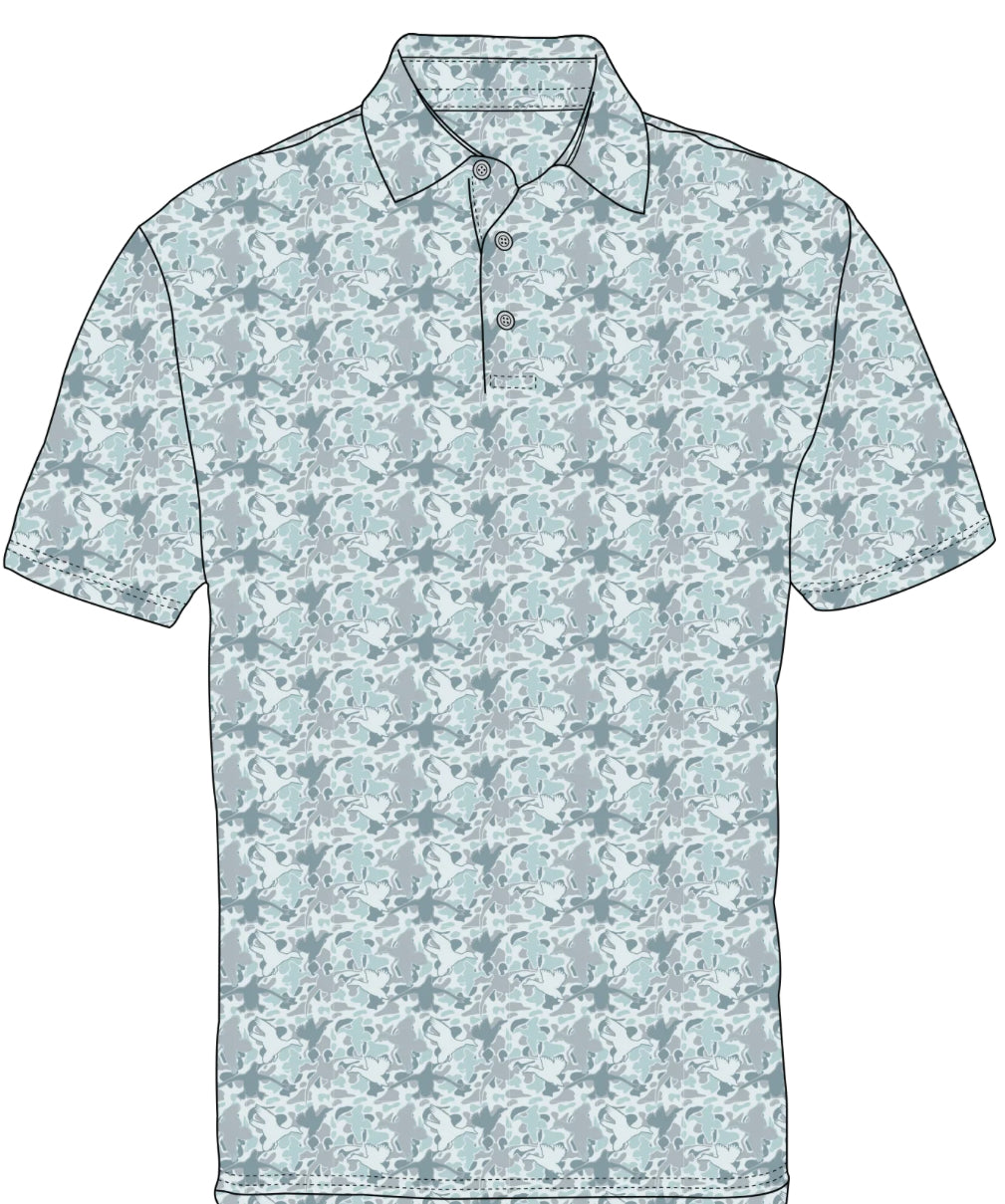 Prairie Oaks Polo Blue Duck Camo POW3000