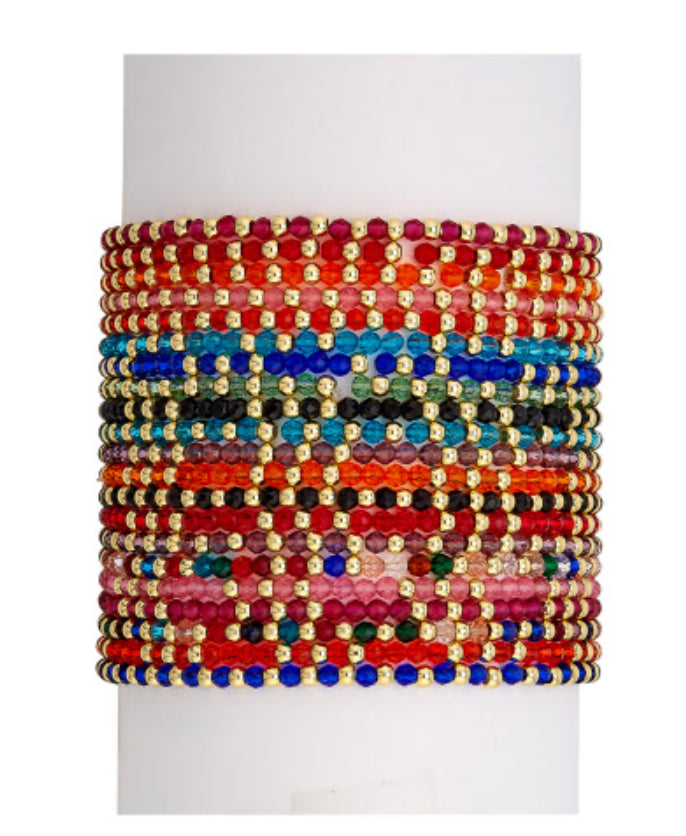 Alex Carol H20 Resistant Gold Ball Stackers W/Glass Crystals 11 Colors/2 Styles