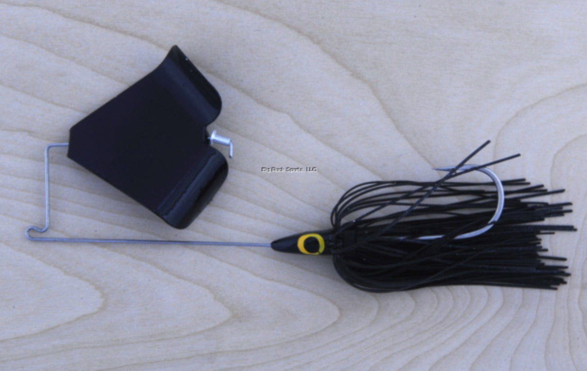 Lunker Lure PW311 Proven Winner Buzz Bait, 3/8 oz, Black Head/Black Metal Skirt/Black Blade