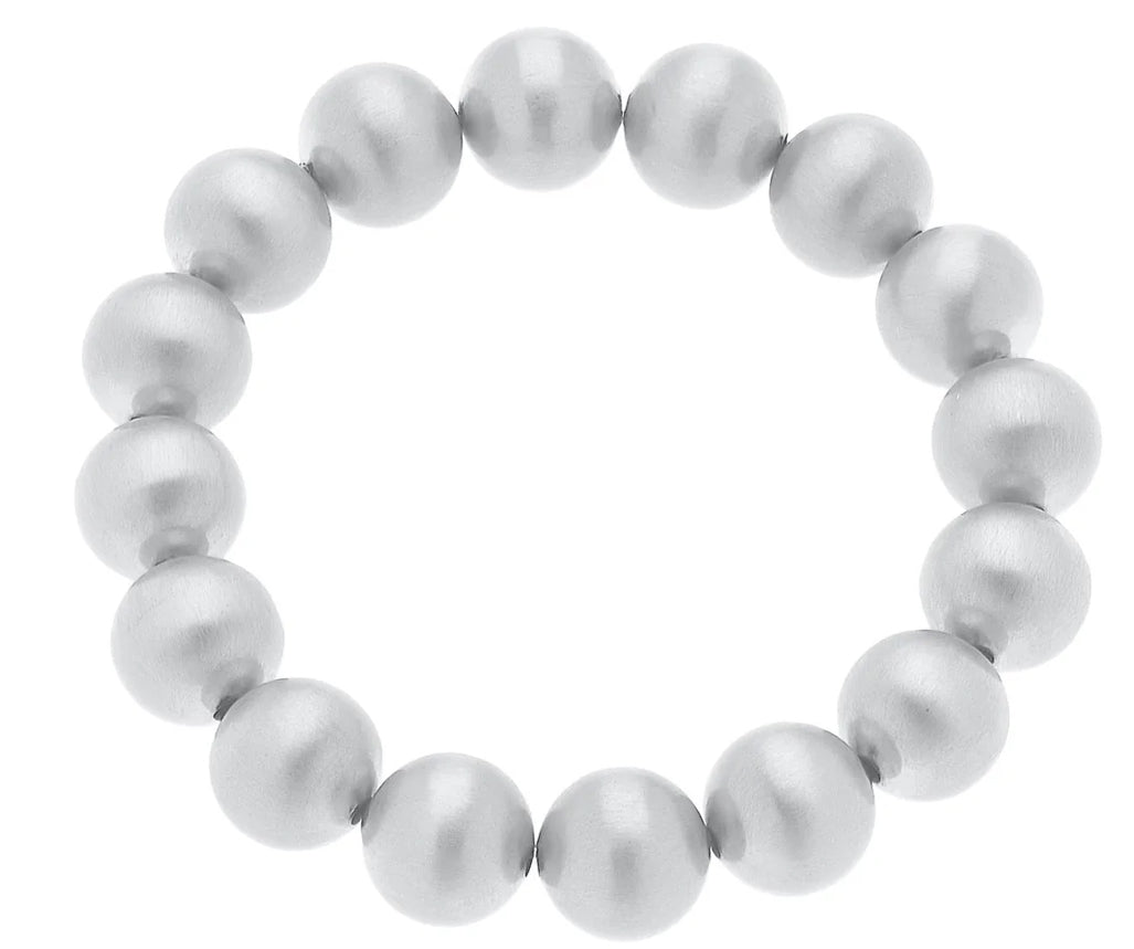 Canvas Phoebe Ball Bead Stretch Bracelet Satin Silver