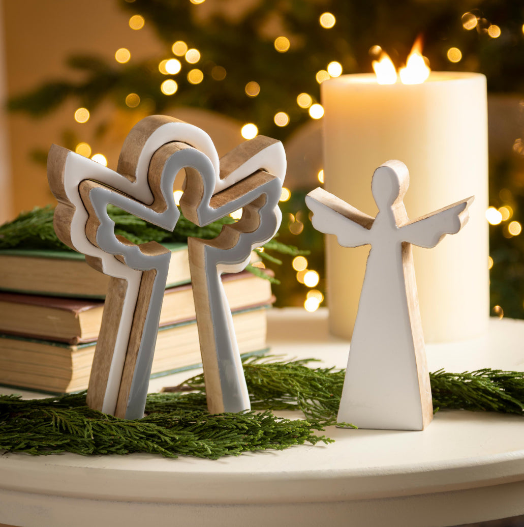 Evergreen Nativity Table Decor Wood Nested Angel, 8"