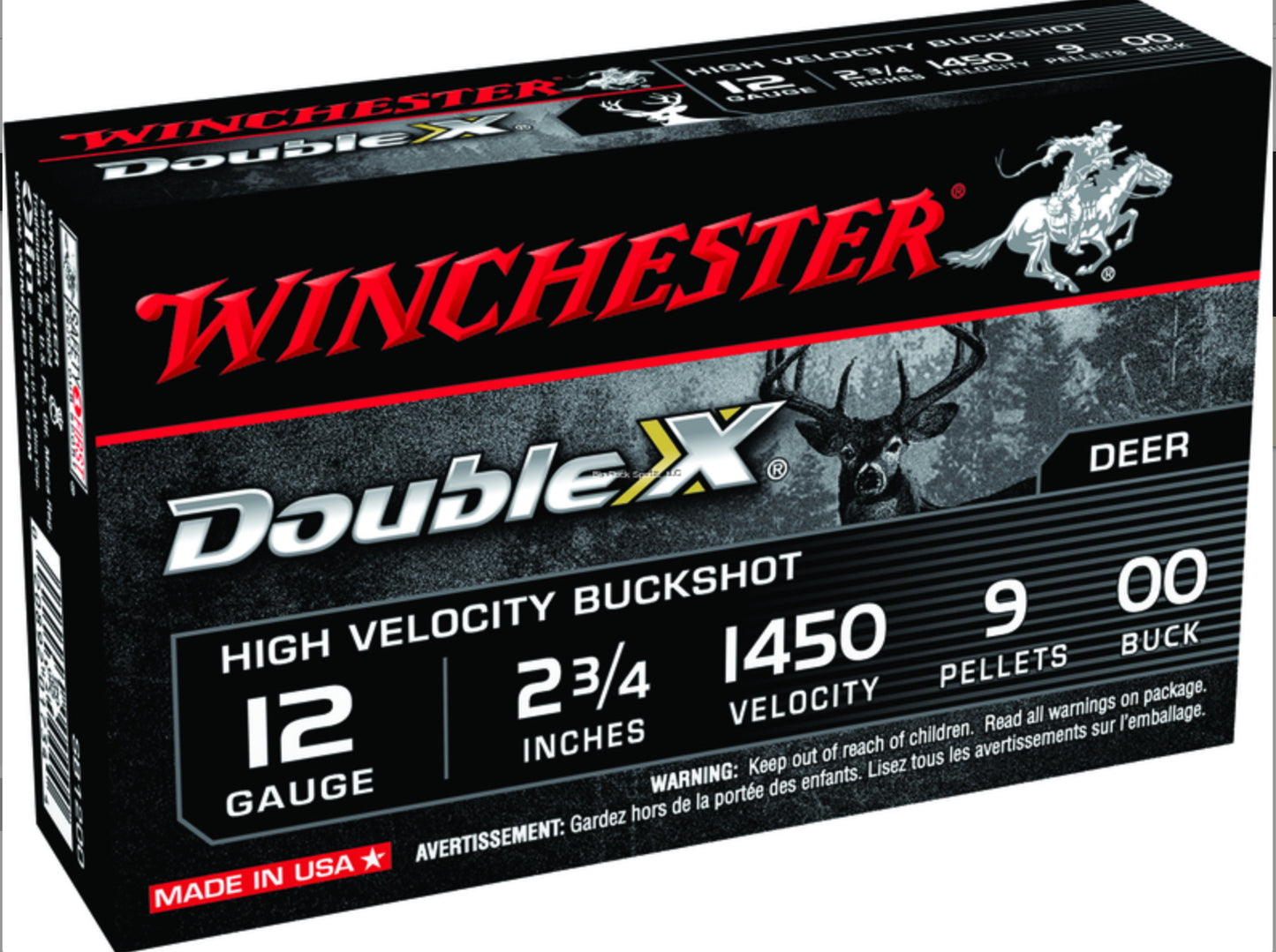 Winchester SB1200 Double X Shotgun Ammo 12 GA, 2-3/4 in, 00B, 9 Pellets, 1450 fps