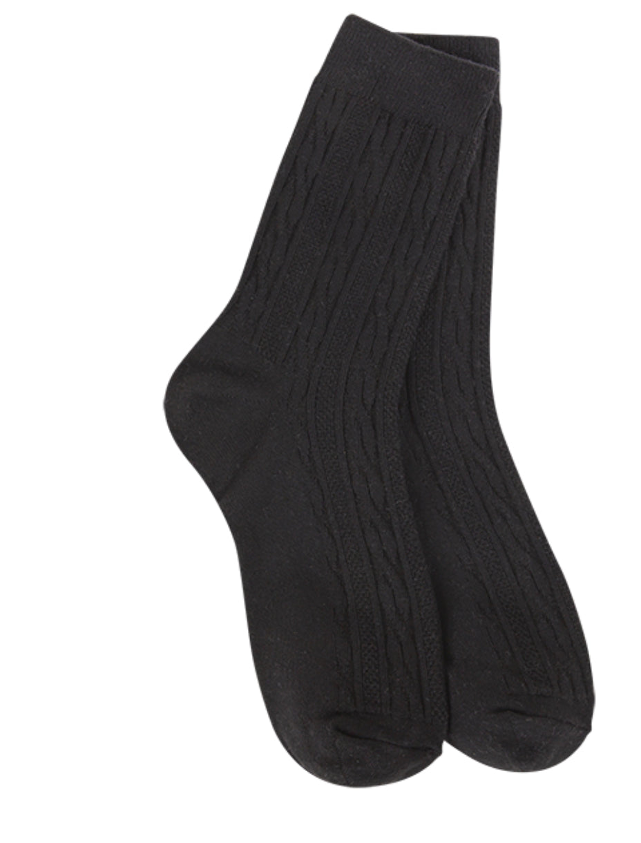 Crescent Sock Weekend Cable Mini Crew- Black