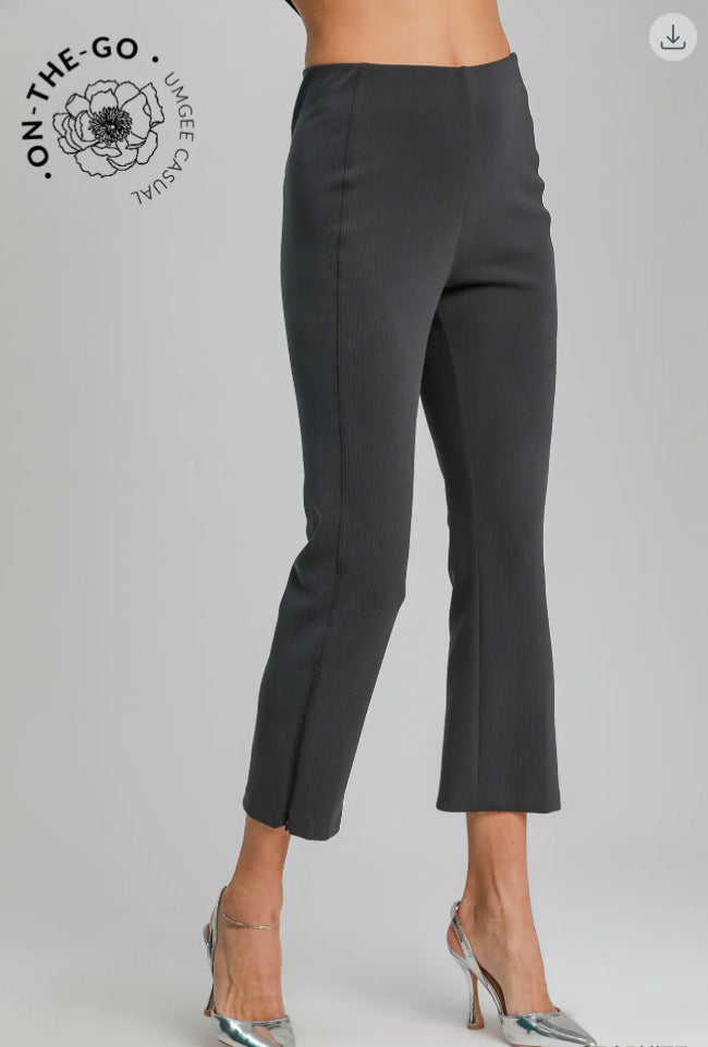 Umgee Black Modal Blend High Rise Cropped Pant Black