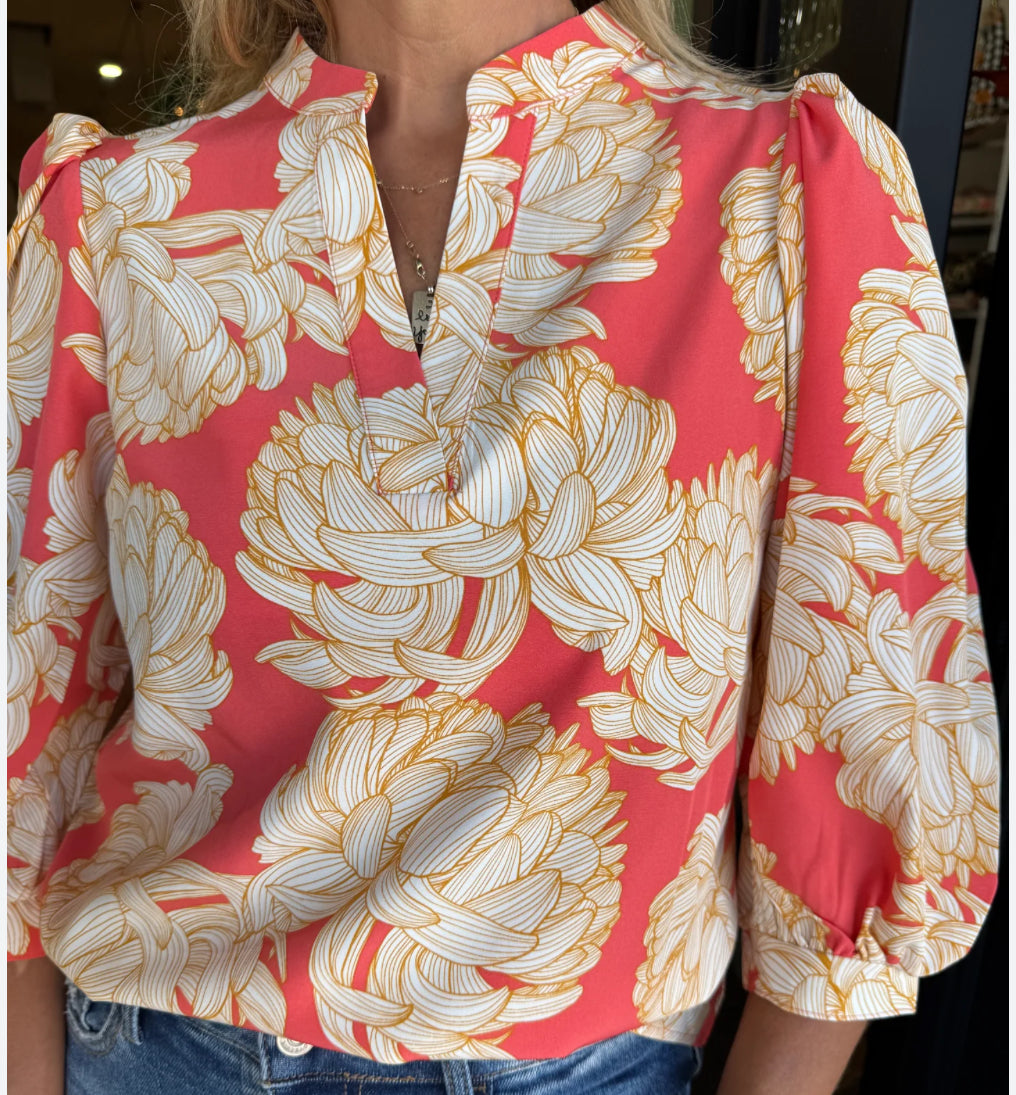 Mary Square Top Tamryn Fall Floral Fire