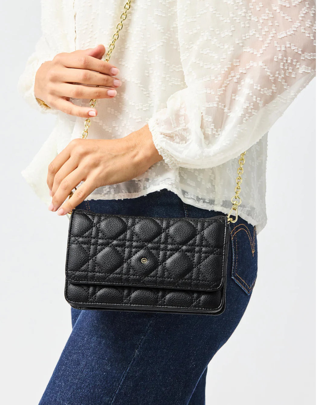 Mary Square Night Out Quilted Crossbody Bag | Black 67763