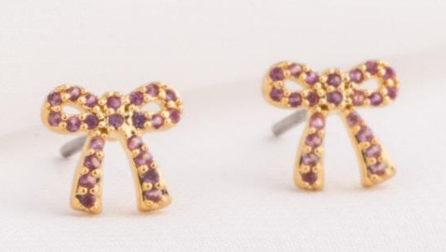 Michelle McDowell Earrings Holiday Bow Pink