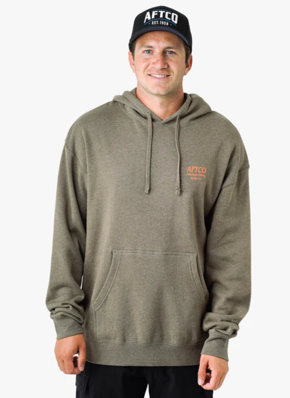 Aftco Docked PO Hoodie. Chocolate Chip Heather