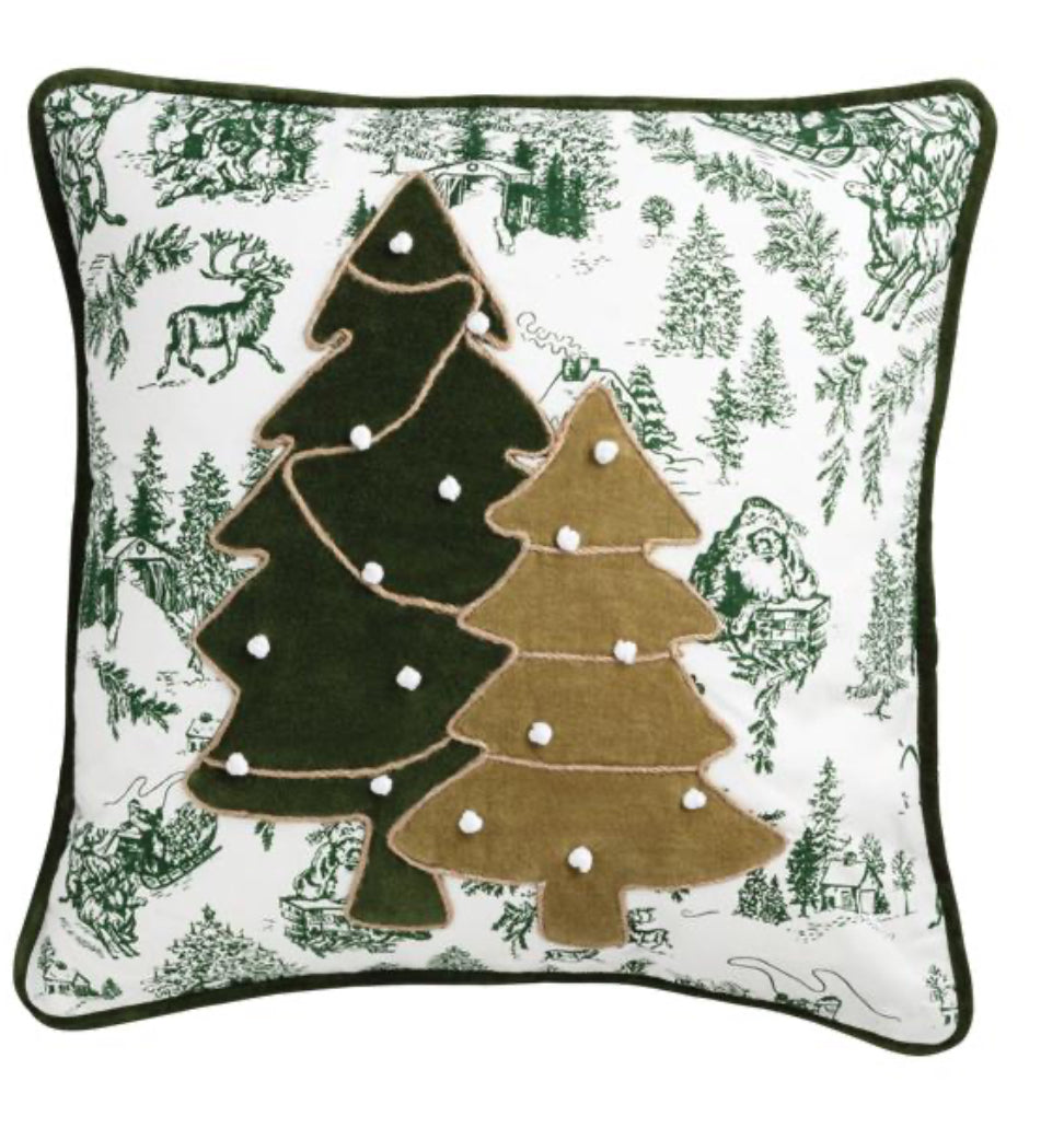 Mudpie GREEN TOILE TREES PILLOW