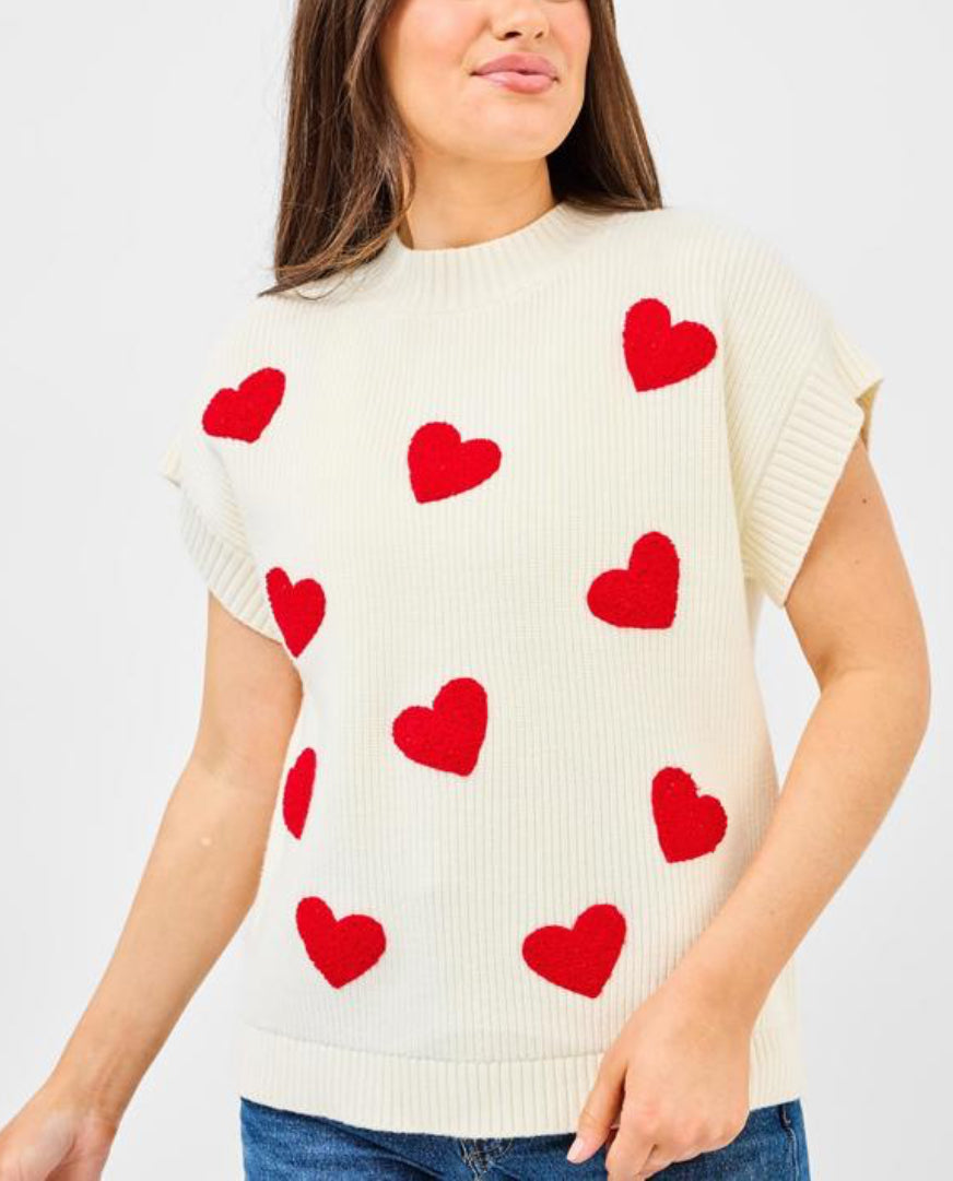 Mary Square Mini Hearts Josie Sweater