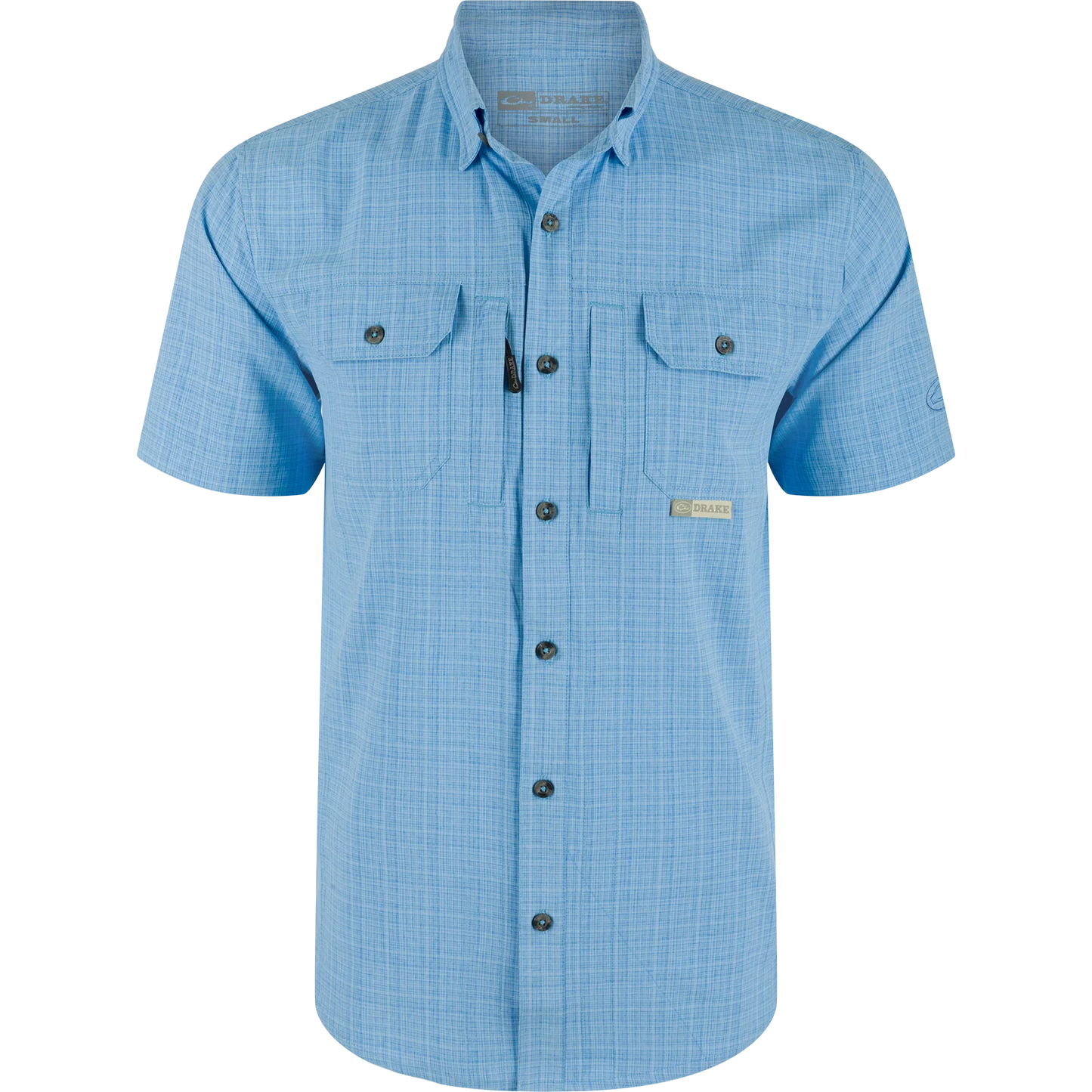 Drake Wingshooter Trey SS Shirt Cross Hatch Marina Blue DS2625