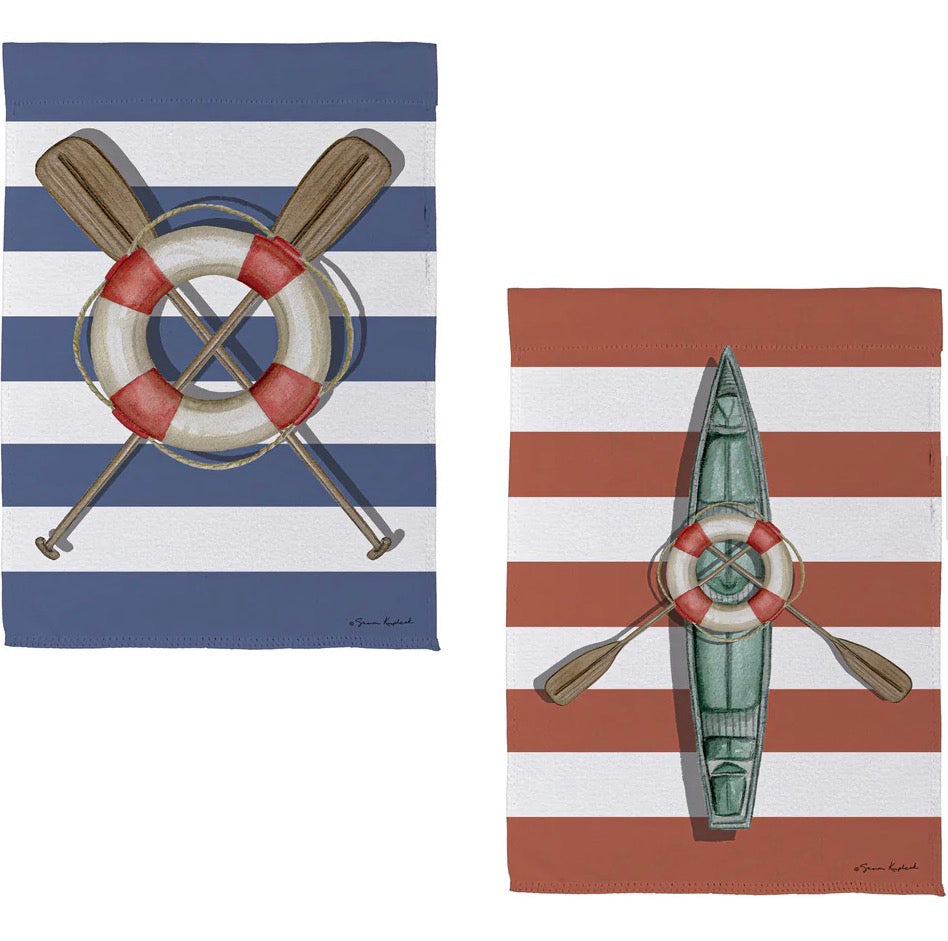 Evergreen Oars & Canoe Front Back Suede Garden Flag
