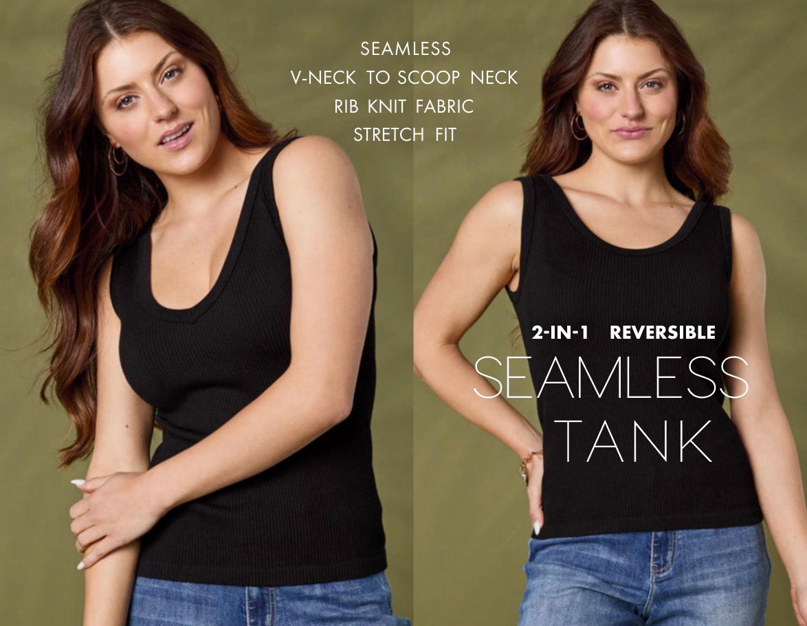 Coco + Carmen Darlene Reversible Seamless Ribbed Tank Black