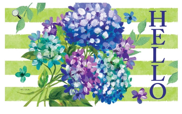 Custom Decor Floor Mat-Striped Hydrangeas
