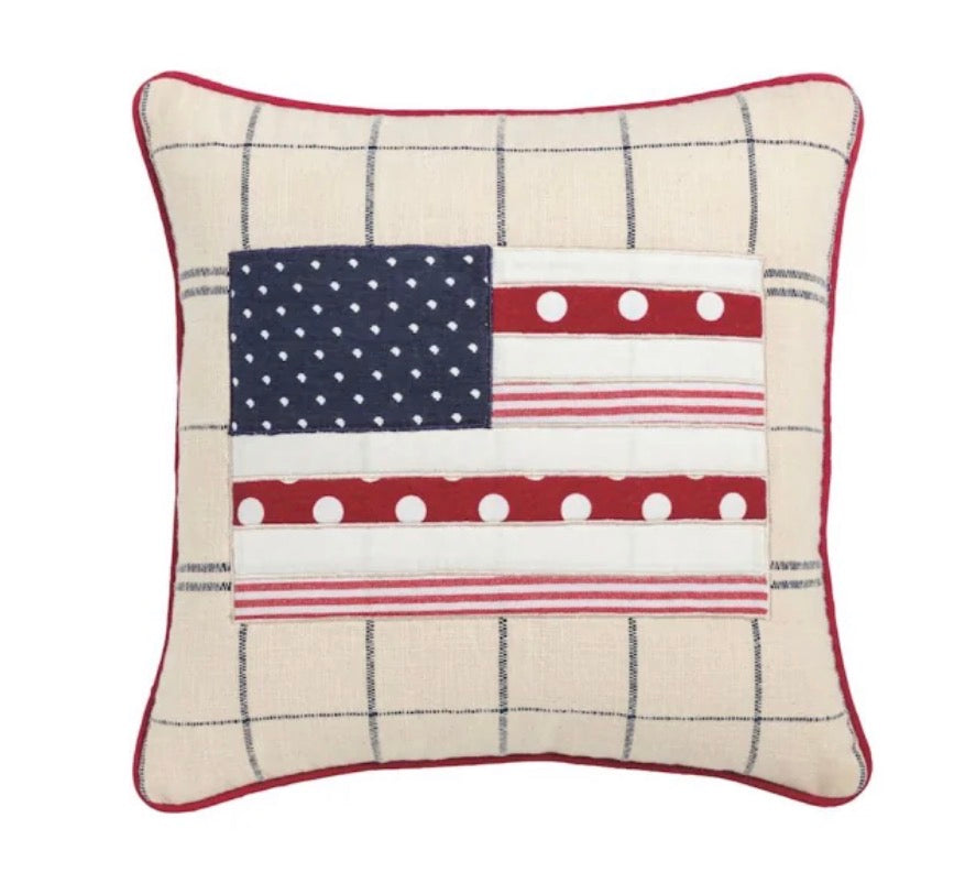 Mudpie Flag Americana Quilted Pillow