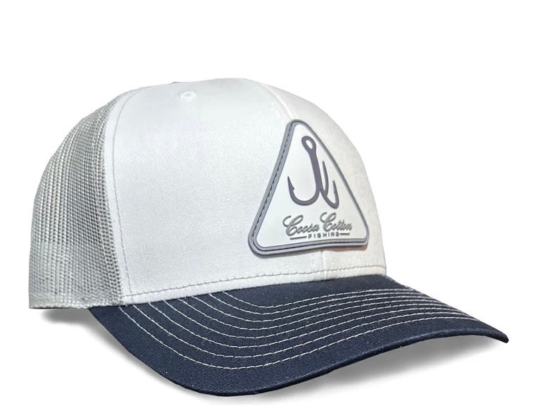 Coosa Cotton WHITE/NAVY/SILVER TRUCKER - TREBLE HOOK PATCH