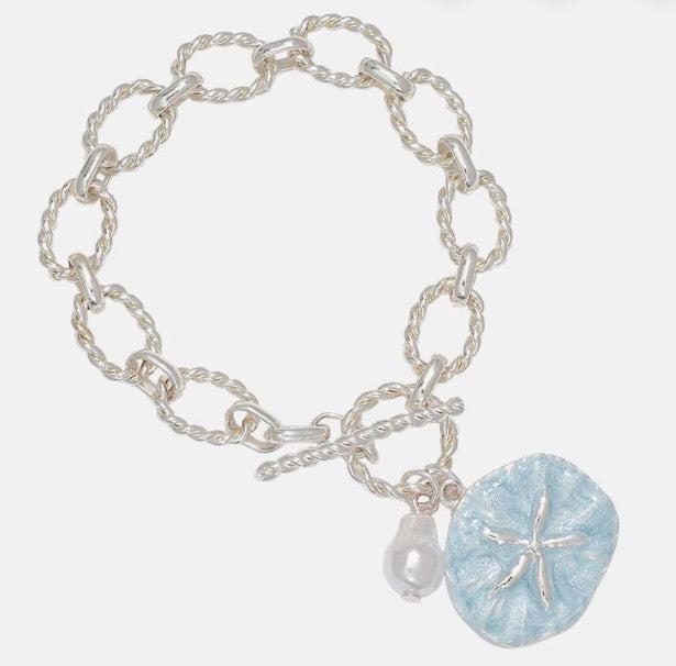 Periwinkle Silver Chain with Sand Dollar Bracelet