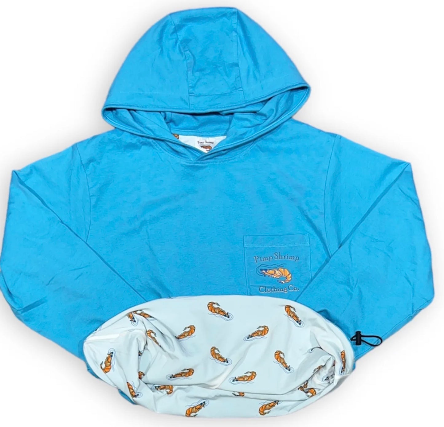 Pimp Shrimp Blue Mist Comfort Lined T-Shirt Hoodie