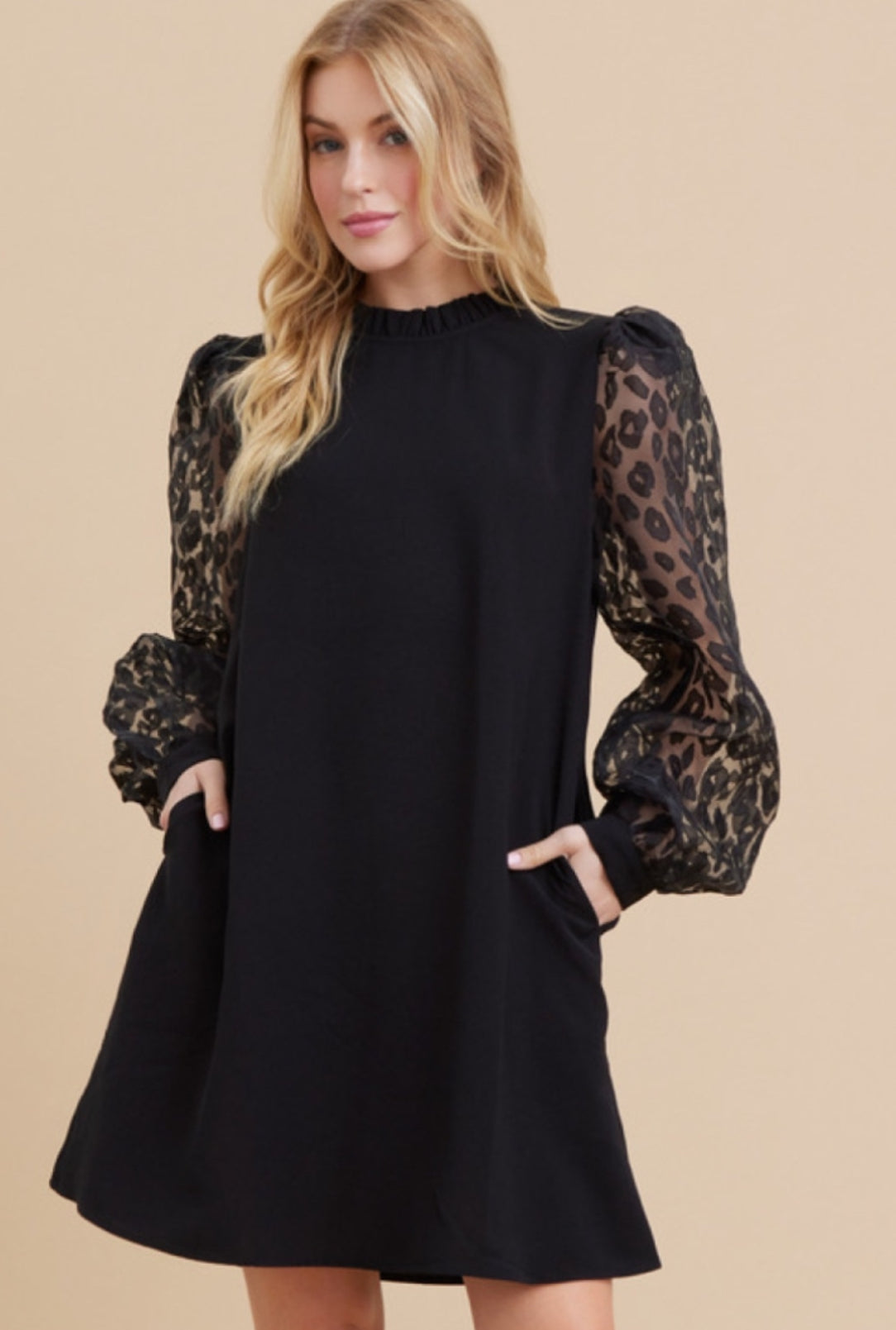 Jodifl Black Dress Clear Sleeves H10177