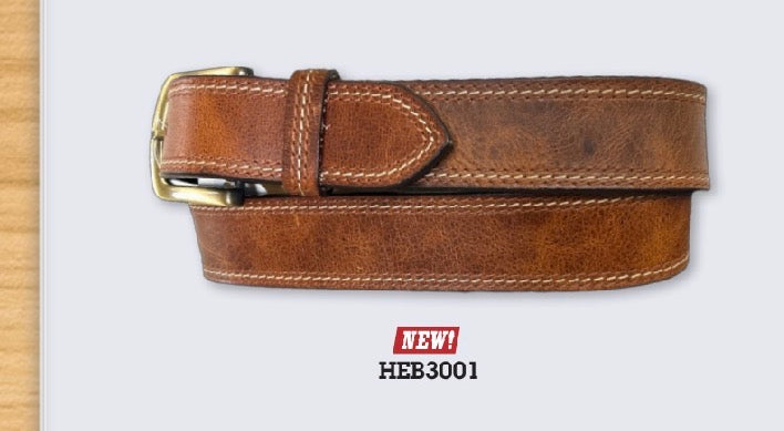 Circle SH Belt, brown leather, triple stitch