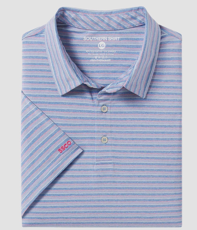 Southern Shirt Cahaba Heather Stripe Polo Riviera