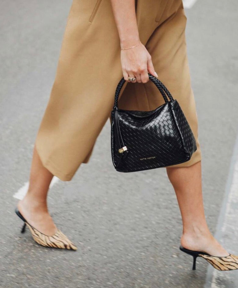 Katie Loxton Nova Woven Texture Top Handle Bag Black