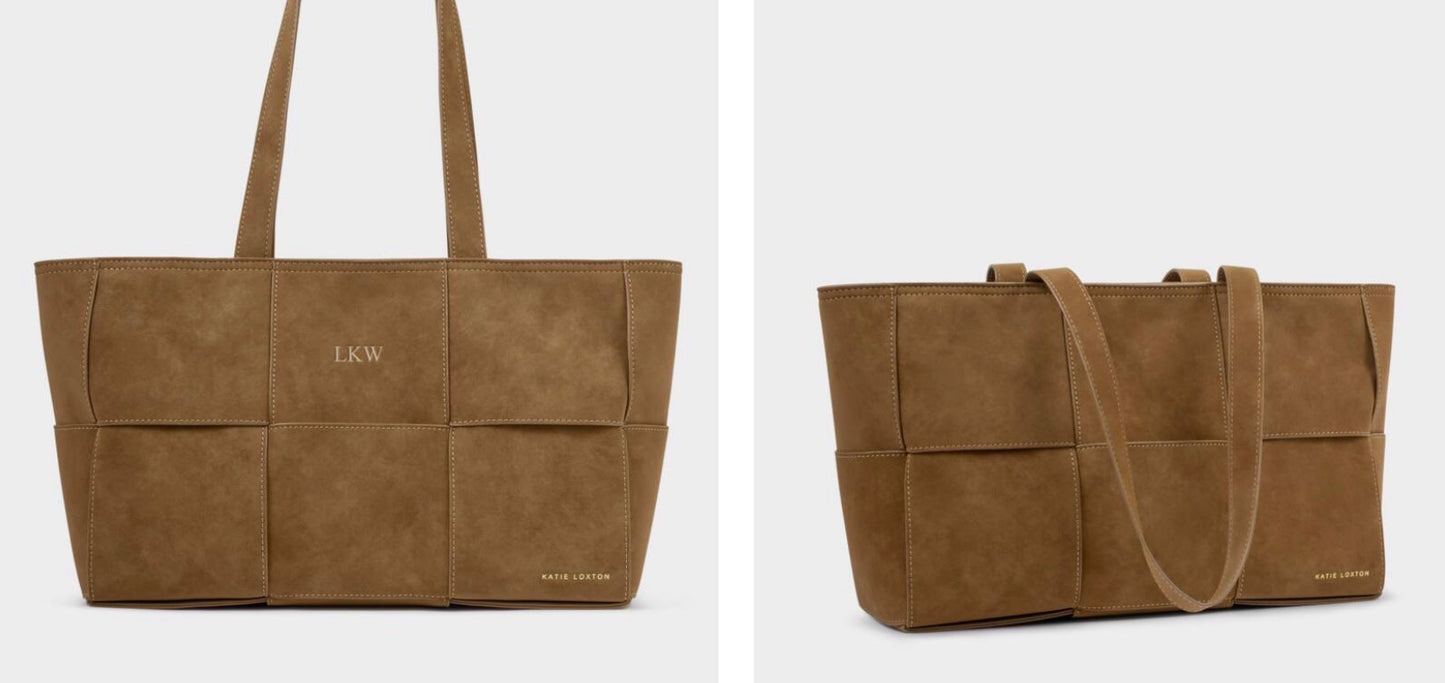 Katie Loxton Taya woven Suedette Tote Bag Caramel