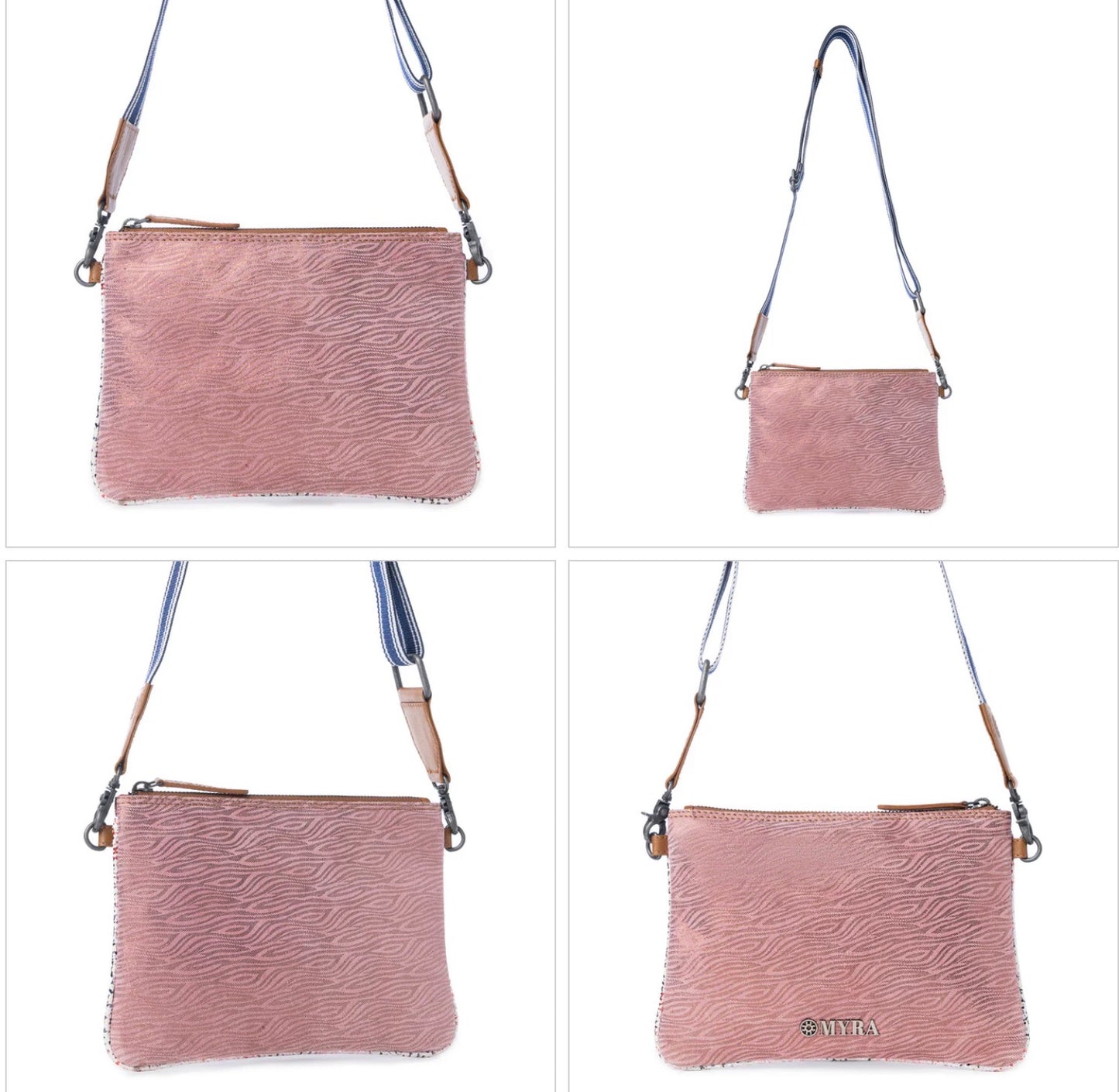 Myra Bag Rosette Trail Leather Bag in Mauve Snake Print