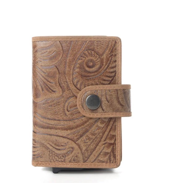 Myra Bag Vintage Savanna Leather Credit Card Holder Oak Brown