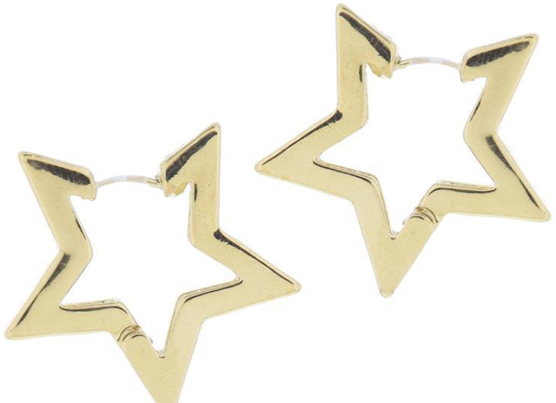 Jane Marie Thick Gold Star Huggie Hoop Earrings