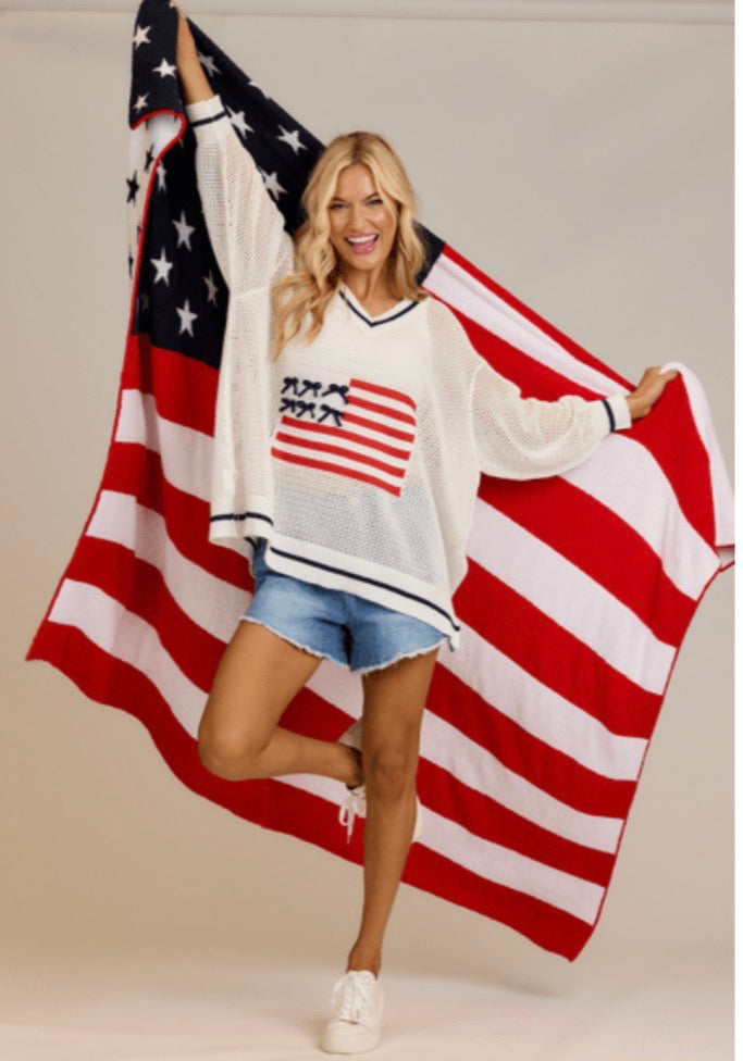Mudpie AMERICANA FLAG ONE SIZE SWEATER