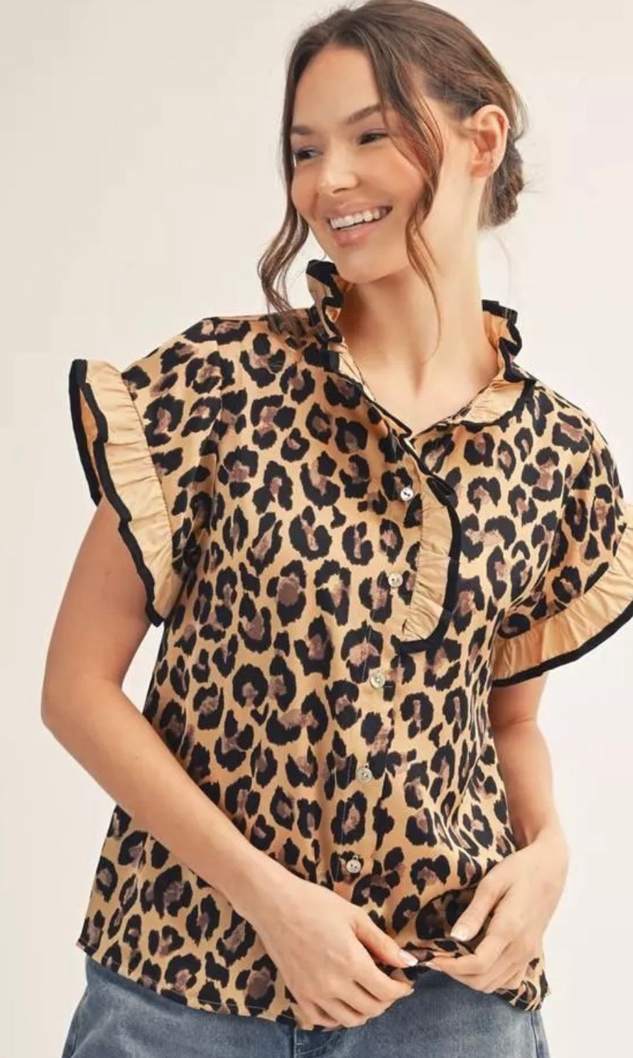 Jodifl Drop shoulder Leopard Top