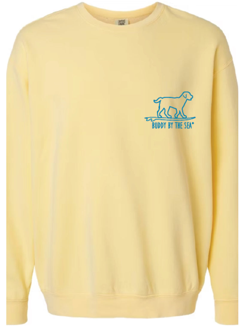 Buddy By The Sea Butterflies Fleece Crew Yellow Sweatshirt