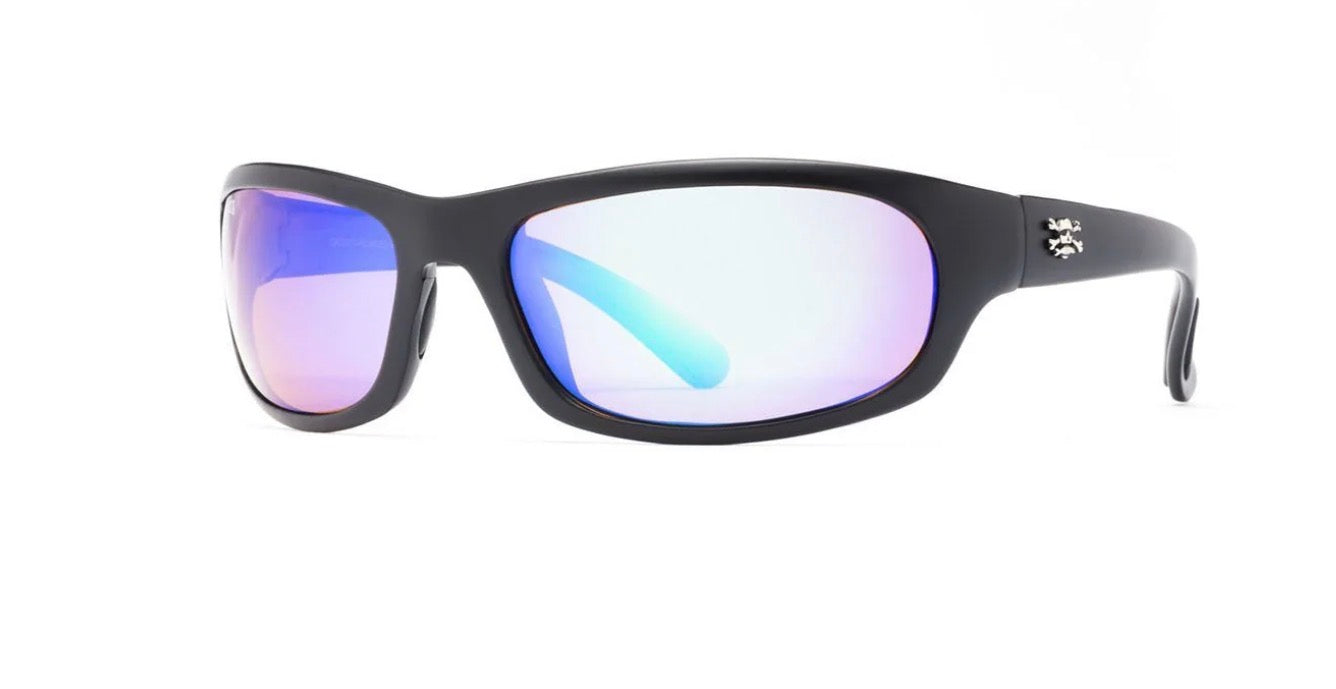 Calcutta Horseshoe Sunglasses Matte Black Frame Green Mirror Lens