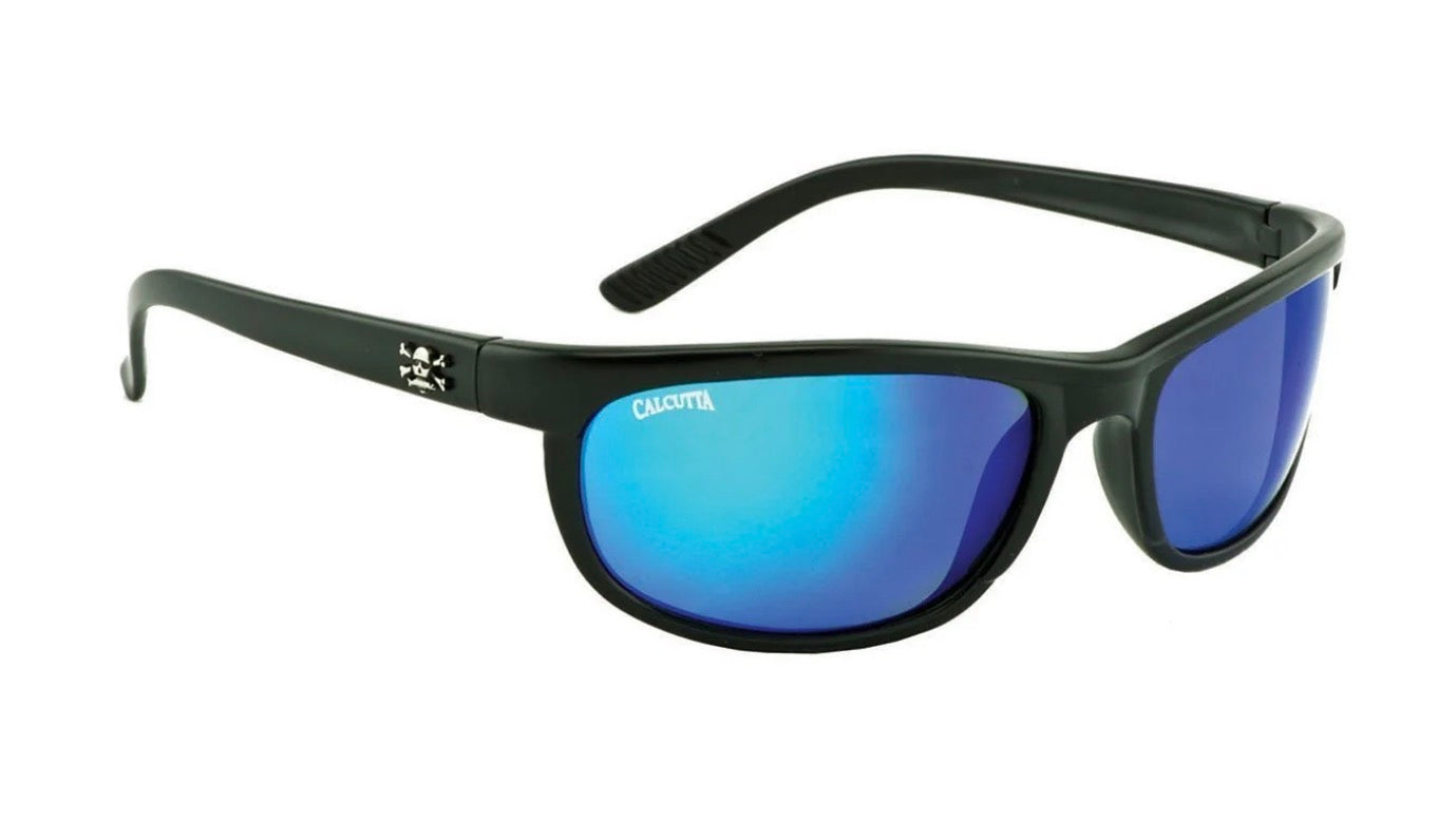 Calcutta Norton Sunglasses matte black frame blue mirror