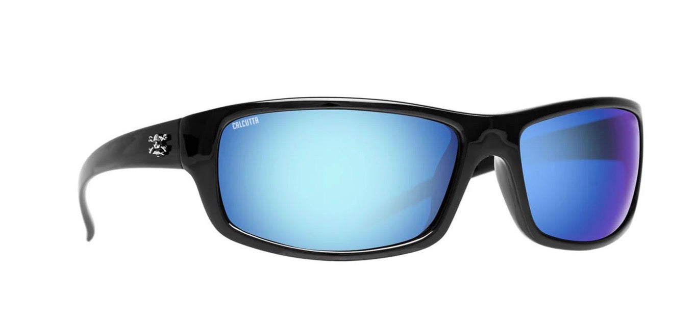 Calcutta Meads Sunglasses shiny black blue mirror