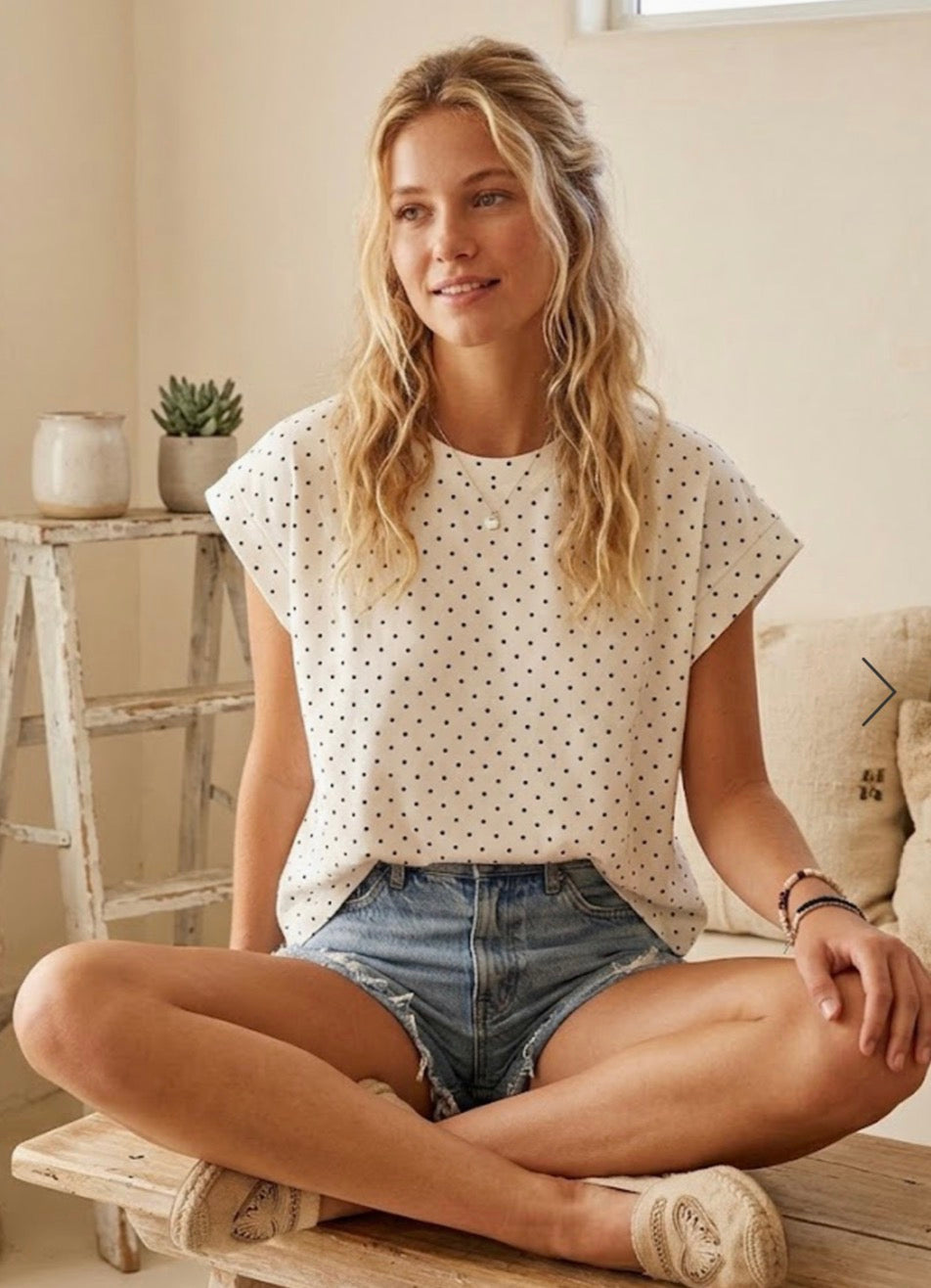 Scuba Polka Dot Relaxed Top White / Black