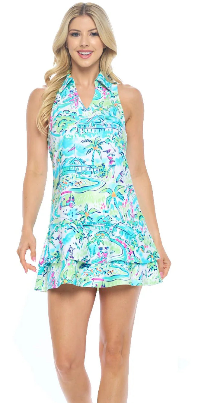 Aryeh Racer Back Layer Dress With Under Shorts Sky